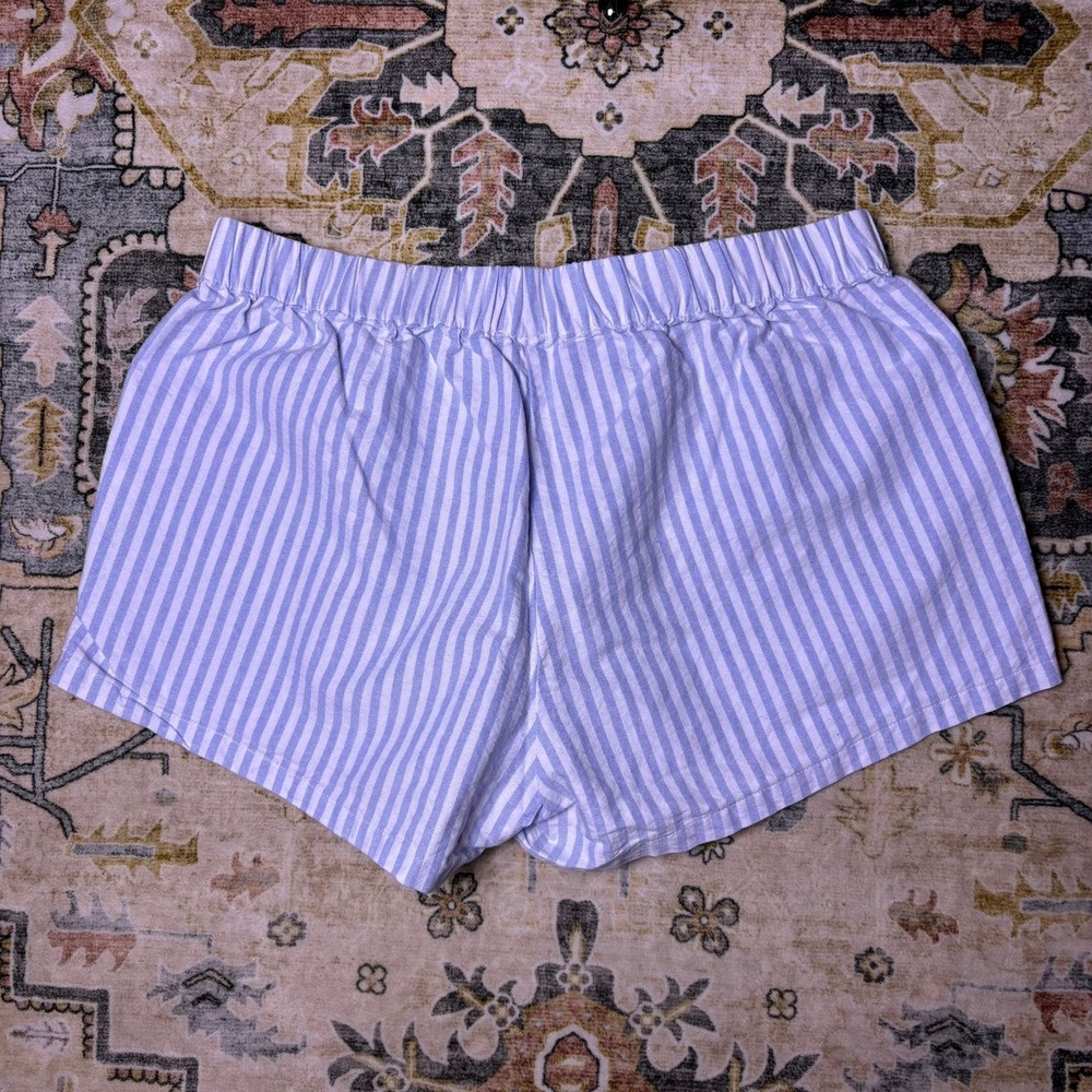 John Galt Brandy Melville Blue White Striped Comfy Beach Shorts Sleep Loungewear - Picture 2 of 10